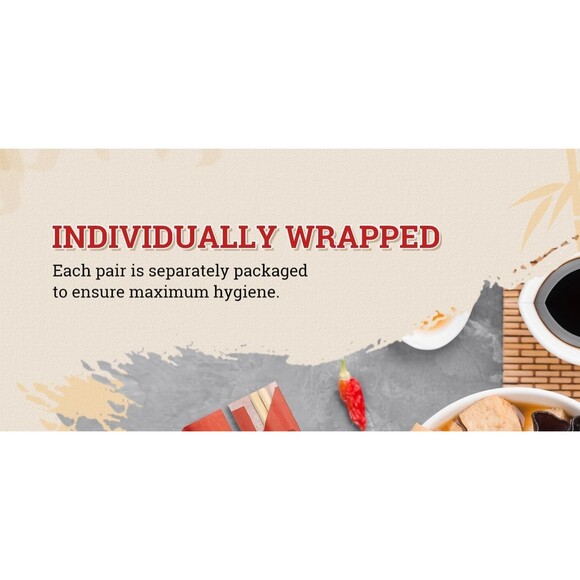 Premium Disposable Bamboo Chopsticks – 9" Round, Individually Wrapped 100 Pairs - Picture 8 of 16